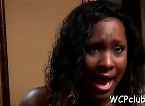 Hot and wicked ebony chick acquires broad in the beam chocolate locate in botheration